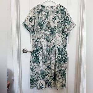 WoolOvers Floral Green and white Button-Down Dress